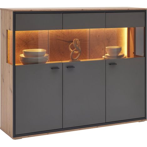Mömax Highboard Florenz Grau/Eiche Artisan (1/5)