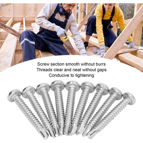 Vis Autoperceuse Acier Inoxydable 304 Tête Ronde M4.2x32mm Pour Menuiserie Métal Bois Lot De 50 (1/5)