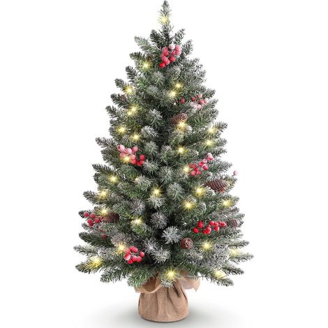 Sapin de Noël artificiel 90 cm avec LED et baies (1/5)