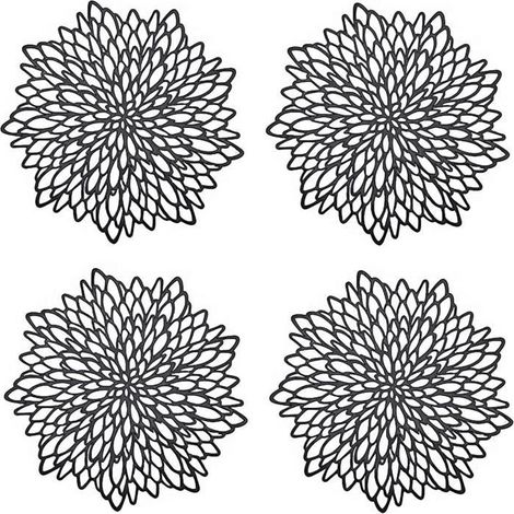 (Noir)Napperon de Table - Non spécifié - Rond - PVC - 4 pièces - 38 cm - Noir (1/4)