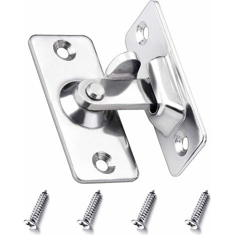 90 Degree Angled Door Latch Security Lock Sliding Door Hasp Stainless Steel with Screws for Home Bedrooms Garden Bathrooms - Silver