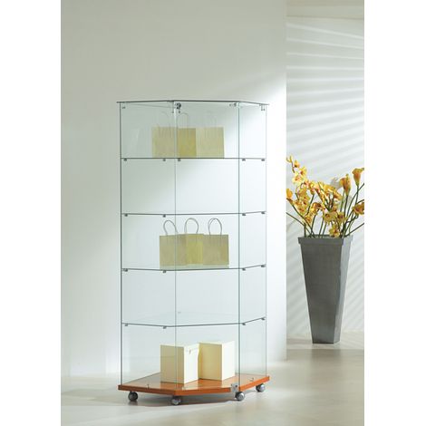 Vetrina Angolare Cristalli Temperati 68x68xh180 cm LL OF718 Made in Italy Colore Ciliegio (1/3)