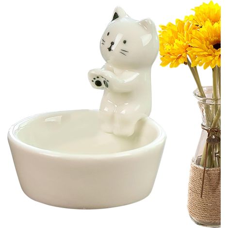Plateau d'encens pour chat, porte-bougie de méditation, plateau d'encens en céramique Plateau d'encens mignon Porte-cône d'encens en céramique pour la décoration de la maison (1/5)