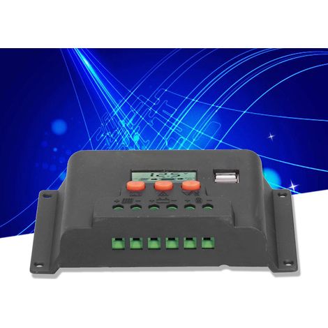Contrôleur solaire avec écran LCD, chargeur de téléphone portable USB, contrôleur d'éclairage public 12/24 V, 20 A (1/5)