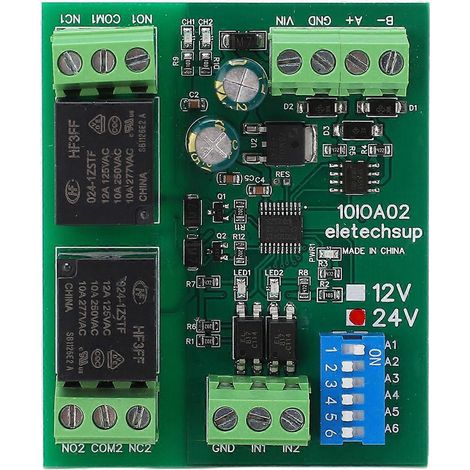 Relaismodul 2-Kanal RS485 Steuerplatine Schalterregler DC 24V für Geräte