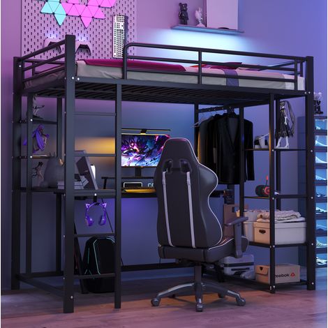 letto 90x200 con scrivania e armadio nero metallico OKMYHOME (1/5)