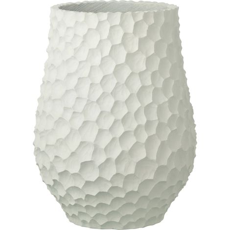 Cache pot blanc texturé en pierre - sable blanc (1/3)