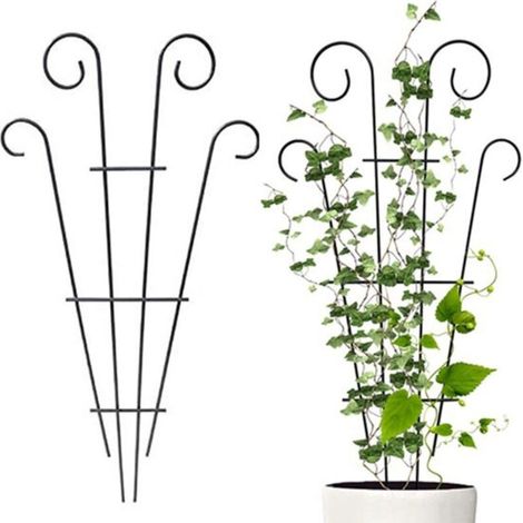 Lot de 2 tuteurs pour plantes grimpantes – Treillis métallique pour plantes en pot – Tuteur pour plantes grimpantes – Piquet de jardin – Réutilisable