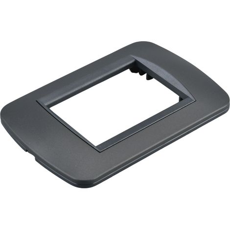 Placca Plastica Ovale MBL 3 Moduli/Posti Compatibile Bticino Living 17 Colori Disponibili (Acciaio Scuro)