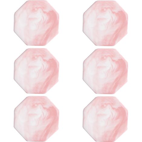 Dessous de verre en marbre, absorbants avec base en liège, ensemble de dessous de verre en céramique dorée, décoration rustique pour la maison (rose, octogonal)