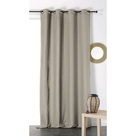 Rideau avec oeillets - Tamisant - Coton/Lin - Taupe - 135x260cm