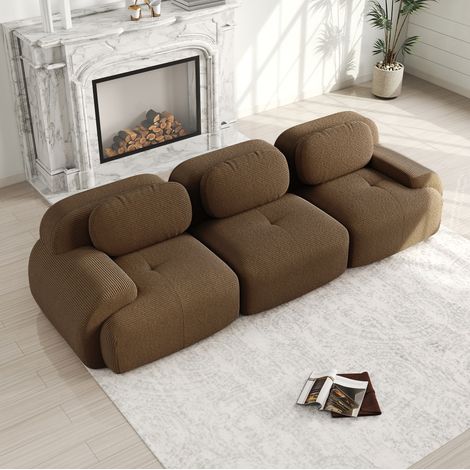 Modulares 3-Sitzer-Sofa aus Cordstoff, ohne Montage, braun HAVRYA (1/5)