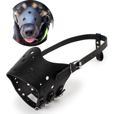Muselière pour chien Muselière en cuir anti-morsure Muselière respirante pour chien Muselière pour chien pour éviter les aboiements (M) (1/5)