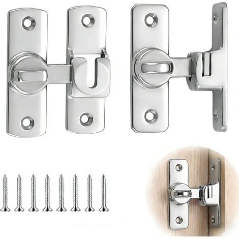 Verrou Porte Coulissante 90/180 Degrés,Loquet de Porte de Verrouillage,avec 8 Vis pour Porte,Salle de Bain, Fenêtre (1/5)