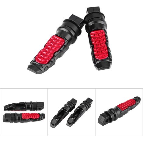 1 paire de pédales arrière universelles en aluminium pour passager de moto, avec trou de 8 mm, rouges (1/5)