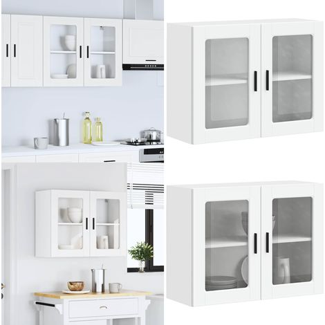vidaXL Küchen-Hängeschrank mit Glastür Porto Weiß (1/5)
