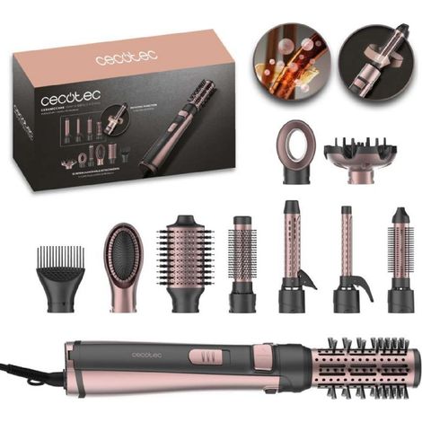 Cecotec Brosse soufflante coiffante avec 10 embouts CeramicCare 10in1 AirBrush Gyro. 1 100 W, fonction rotative