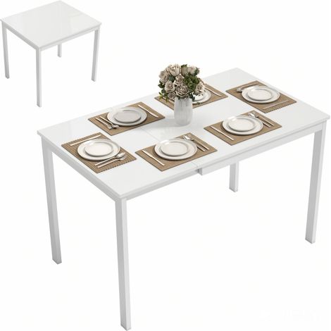 Ausziehbarer Esstisch 80-120 cm für 4-6 Personen, Platzsparender Küchentisch mit einfacher Ausziehfunktion, Natur (1/5)