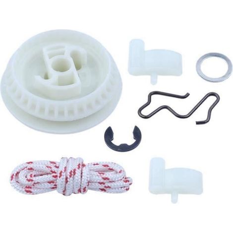 1 Kit réparation poulie, cliquet, cordon démarreur, ressort, rondelle pour tronçonneuse STIHL 020T MS190T (1/4)