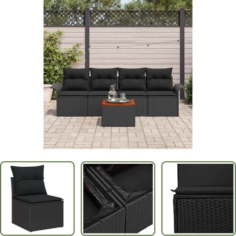 Gartenmöbel -  Gartensofa-set mit Speicher 5 pcs Schwarz Poly-Rattan (1/5)