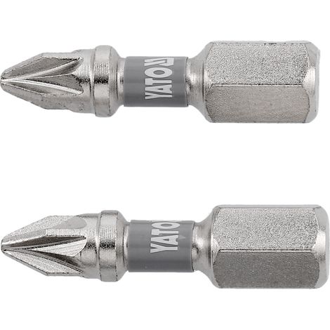 Schrauberbits PZ1 25 mm, 2 Stück, S2-Stahl, vernickelt