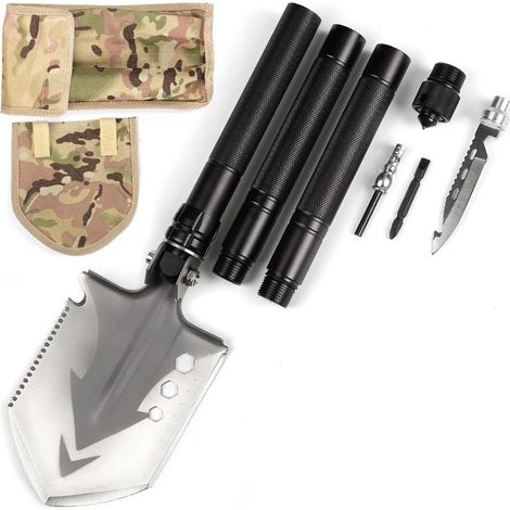 Pelle de Survie, 12 Fonctions Pelle Pliante, 82cm Pelle de Survie Multifonction Militaire pour Camping, Survie, Randonnée et Jardinage\n Pelle de Survie, 12 Fonctions Pelle Pliante, 82cm Pelle de Surv (1/4)