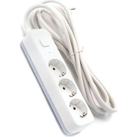 Multiprise 3 prises avec interrupteur, protection contre les surcharges, idéale pour connecter plusieurs appareils électriques. (1/5)
