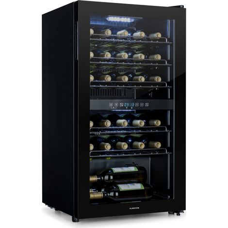 Klarstein – Cave à vin multi-température 80L – 29 bouteilles – Double zone de refroidissement 5-22°C – Porte vitrée panoramique – 5 clayettes en bois