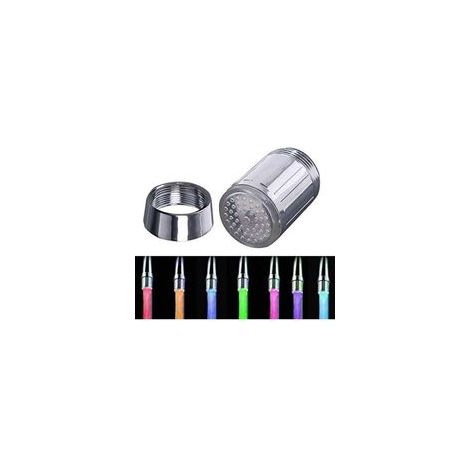 Mousseur et brisejet pour robinet,Robinet d'eau LED coloré, robinet à changement de couleur, pomme de douche, filtre de robinet d'eau, sans alimentation de batterie (7 couleurs)  RWMousseur et brise