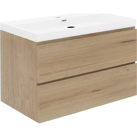 Ensemble meuble avec vasque - SAT - B-Way - 99x50x45 - Chêne