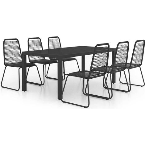 Maison Exclusive - Set da Pranzo da Giardino 7 pz in Rattan PVC Nero