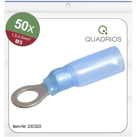 Quadrios 23C522 Cosse à oeillet Section max.=2.5 mm² Ø du trou=5.3 mm partiellement isolé bleu 50 pc(s) (1/5)