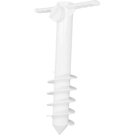 Parasol de plage extérieur, ancre à vis en plastique ABS blanc épais, 5 spirales, support de parasol pour sol meuble (1/5)