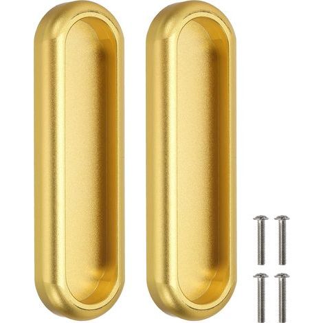 Lot de 2 (Doré) poignées de porte coulissante auto-adhésives en alliage d'aluminium avec vis pour portes en verre, fenêtres, tiroirs, commodes, armoires (1/5)