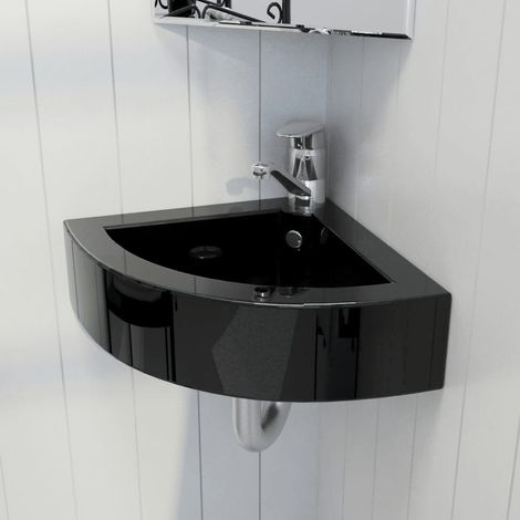Lavabo avec trou de trop-plein 45x32x12,5 cm Noir (1/5)