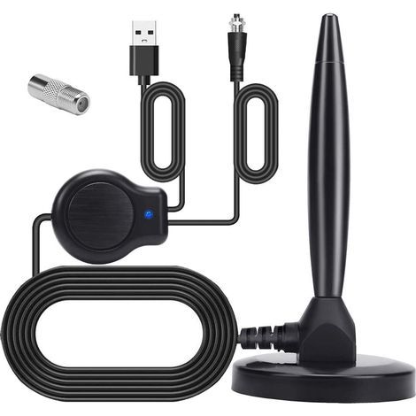 Antenne TV Numérique HD 120 Miles avec Amplificateur de Signal Intelligent pour Intérieur (1/5)
