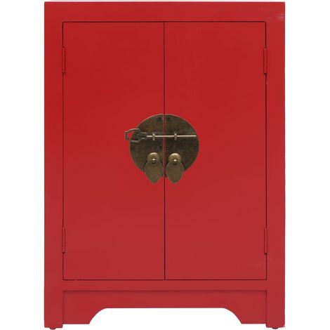 Maison Exclusive - Comodino Rosso 38x28x52 cm in Legno di Paulownia