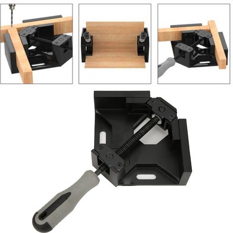 Serre-joint d'angle droit 90° serre-étau aluminium menuiserie serrage rapide outil (Noir) (1/5)