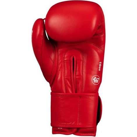 Guantes de boxeo Adidas Aiba de cuero genuino certificado, color rojo, 340 g (12 oz). (1/5)