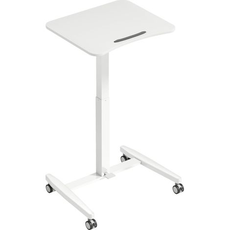 Bureau réglable en hauteur mobile avec plateau inclinable et roulettes, blanc, 60,5 x 52 cm (1/5)