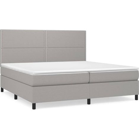 Maison Exclusive - Cama box spring con colchón tela gris claro 20