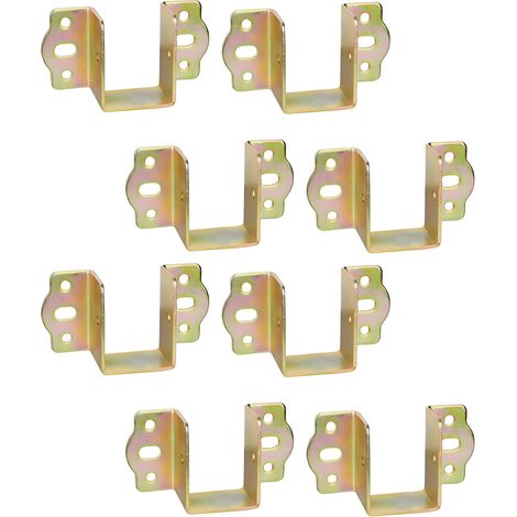 Supports Fixation Central pour Rail de Lit Suspension de Solive en Bois Largeur 35 mm Metal Connecteurs Raccord pour Cadre de Lit Chromé Jaune 8 pièces (1/5)