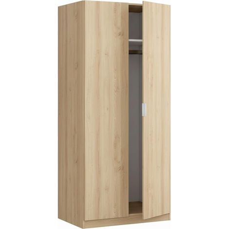 Armadio Guardaroba A 2 Ante Con Asta Appendiabiti E Ripiano Interno Mobile Armadio Salvaspazio Per Camera Da Letto Ingresso Ripostiglio Design Moderno Minimal 81 x 52 x 180 Cm Rovere Chiaro - Colore:  (1/5)