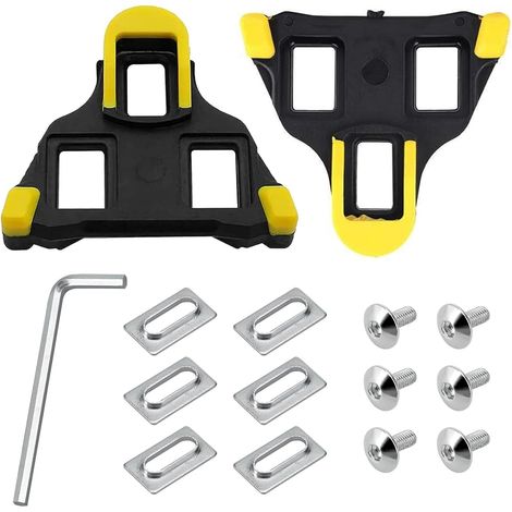Cales de cyclisme - lot de 2, pédales de haute qualité, compatibles avec les cales SL, durables et antidérapantes, adaptées aux vélos de route et aux vélos d'intérieur, jaunes. (1/5)
