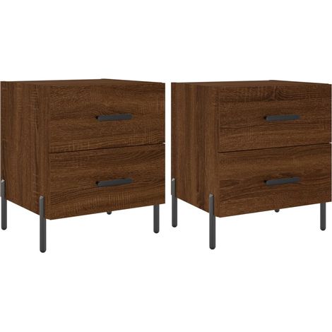 Maison Exclusive - Mesita noche 2 uds madera ingeniería marrón ro