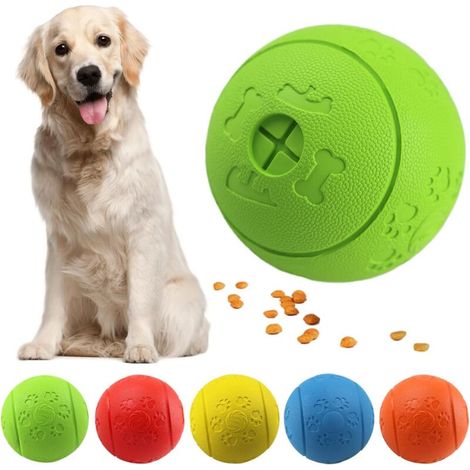 Palla giocattolo per cani, palla per dolcetti per cani, palla in gomma resistente ai morsi per cani domestici, gioco di esercizi, addestramento del QI, palla verde
