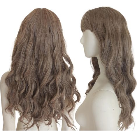 Peluca rubia oscura natural con flequillo, rizos y ondas. (1/5)