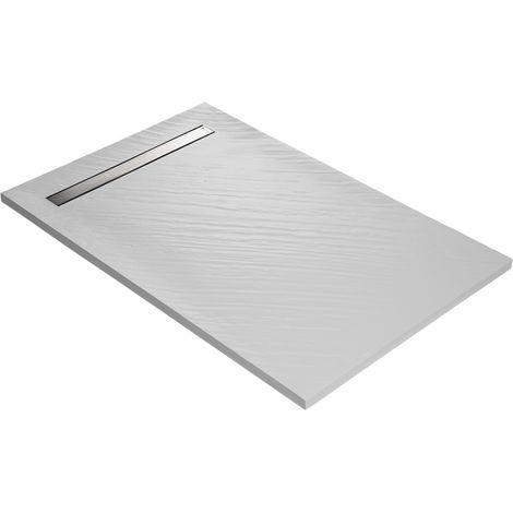 Piatto doccia a canale 140 x 90 cm in resina finitura pietra - bianco (1/5)
