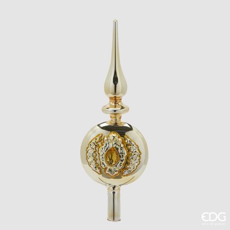 EDG, PUNTALE IN VETRO CON GEMME, H31XØ10CM, ORO, NATALE, DECORAZIONI DI NATALE