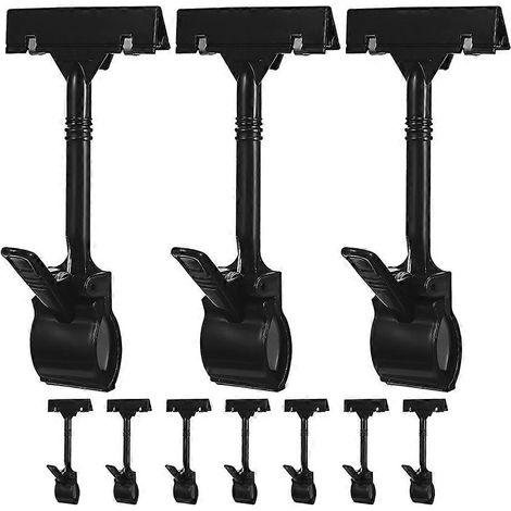 Porte-étiquettes en plastique noir avec clip pour présentoir (lot de 20) - Pratique, réglable et flexible (1/5)